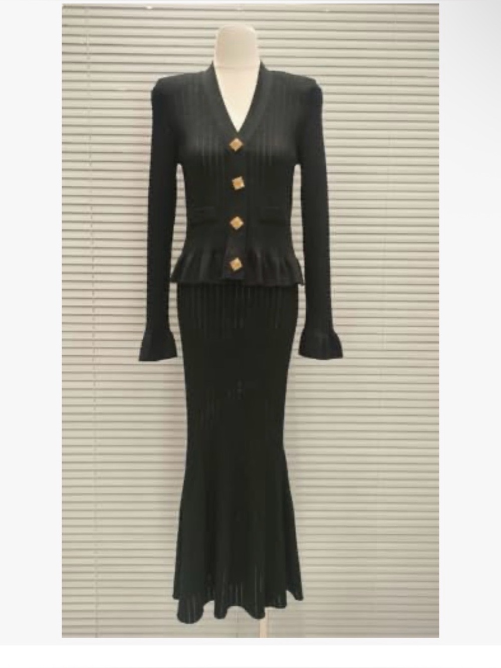 Black Knit Peplum Dress